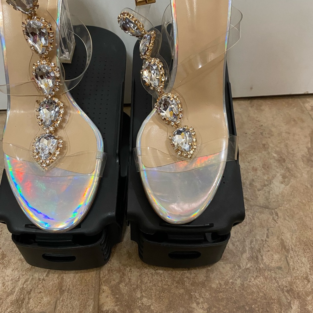 Clear Heels with Glamorous Crystal Accents